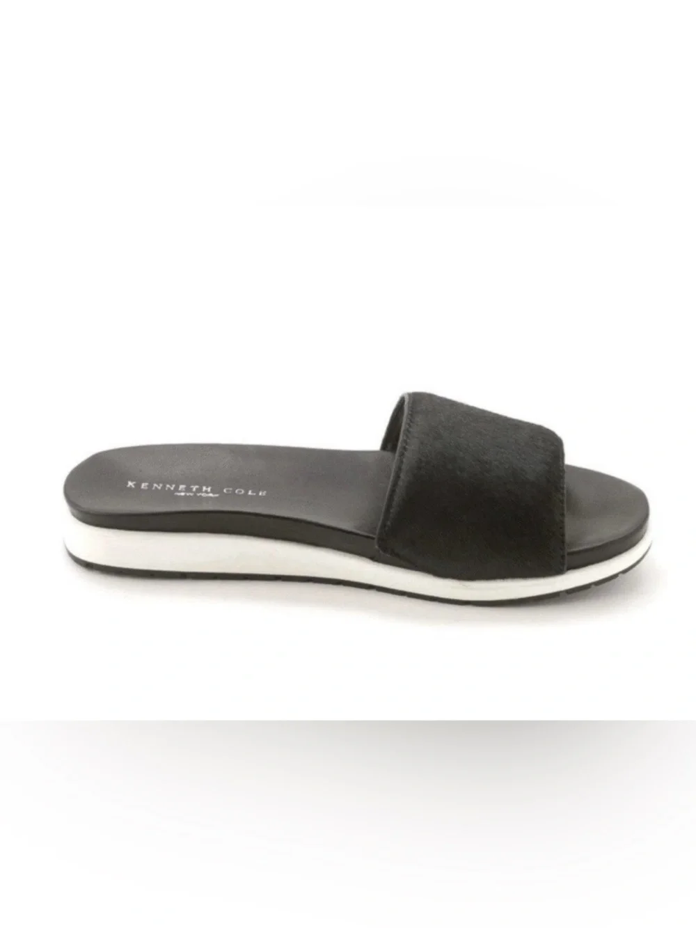 Kenneth Cole Black Slide Sandal with White Platform Trim